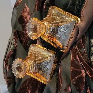 Pair Vintage Amber Glass Candle Sticks